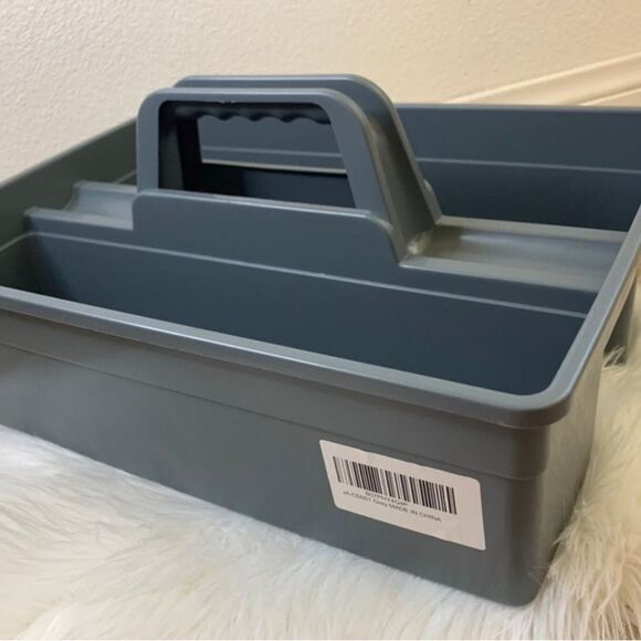 Plastic Storage Tray Tote- Versatile Multiuse Caddy Attached Portable Handle - Picture 1 of 2